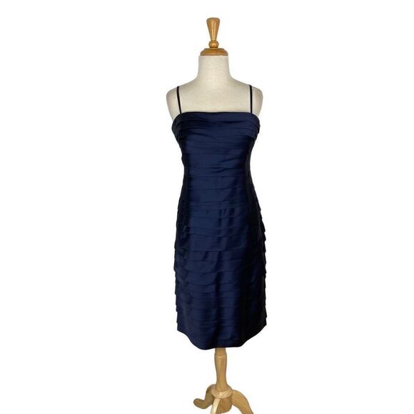 Calvin Klein M VTG 12 Navy Bandage Dress Sleeveless Strapless Bodycon Y2K 90s - Picture 3 of 9